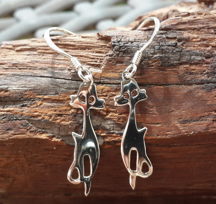 Sterling Silver Thai Dangle Earrings Cool Cats