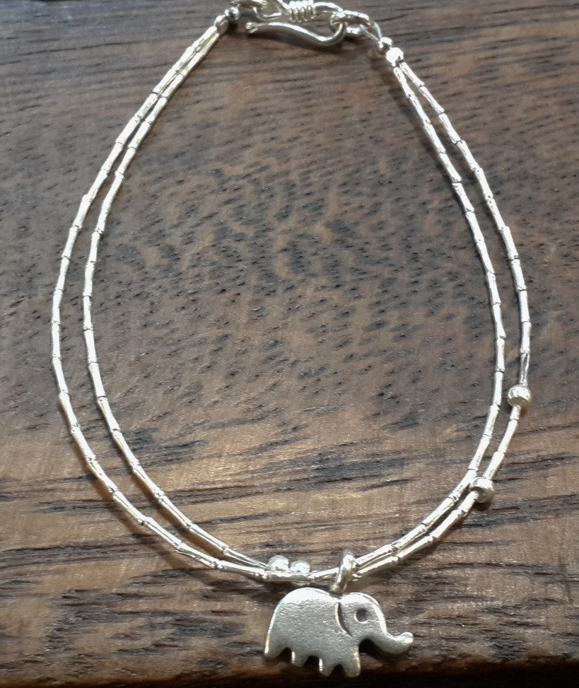 Fair Trade Thai Hill Tribe Silver Bracelet with Elephant Charm