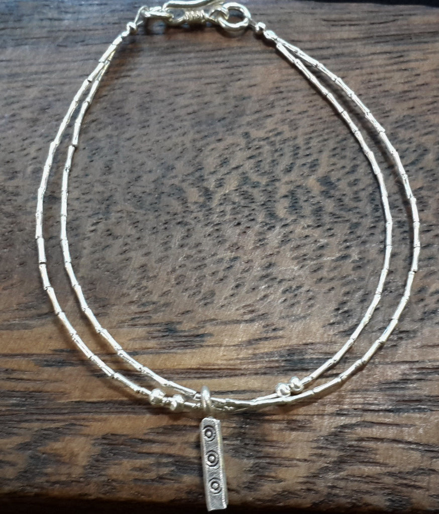 Fair Trade Thai Hill Tribe Silver Bracelet Three Dots Charm