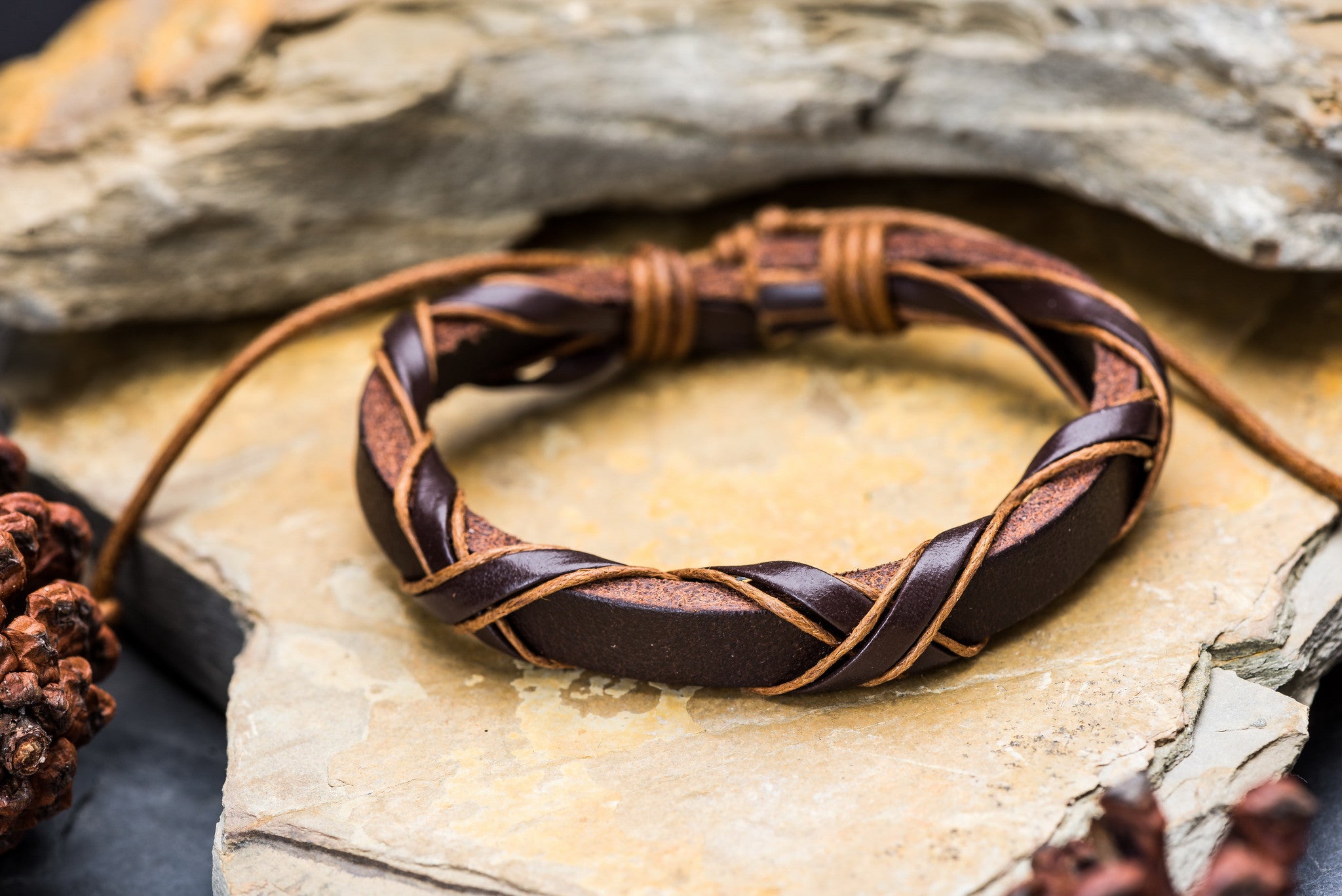 Vexed Soul Handmade Wrap Bracelet with Supple Brown Leather and