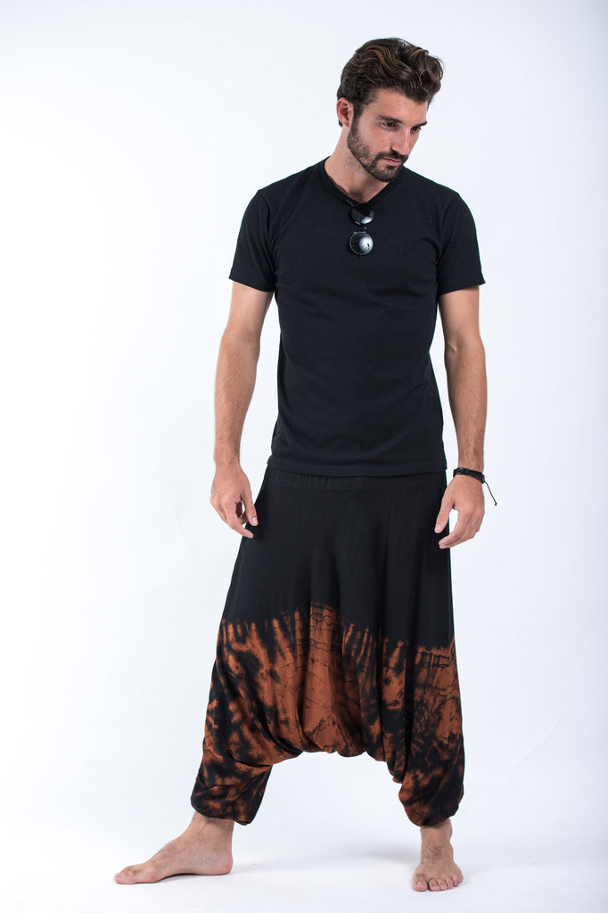 Tie Dye Drop Crotch Men's Harem Pants in Black 01