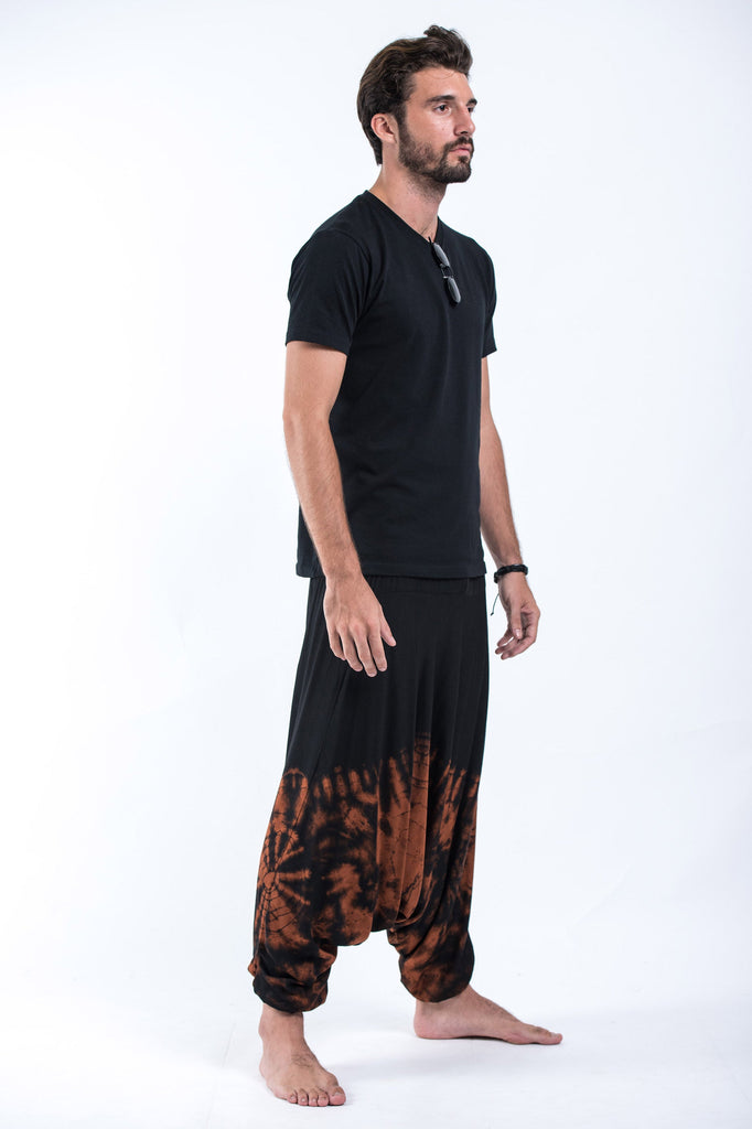 Tie Dye Drop Crotch Men's Harem Pants in Black 01