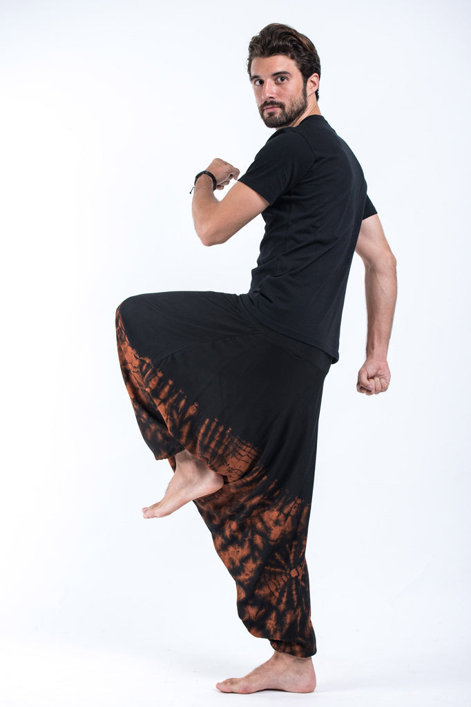 Tie Dye Drop Crotch Men's Harem Pants in Black 01