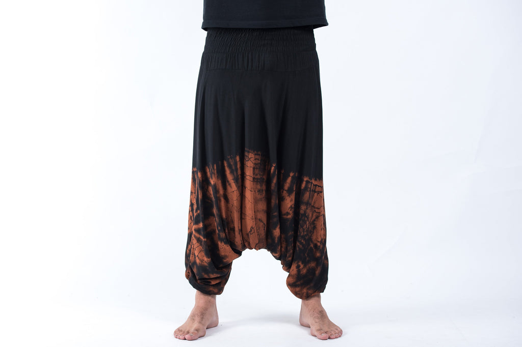 Tie Dye Drop Crotch Men's Harem Pants in Black 01