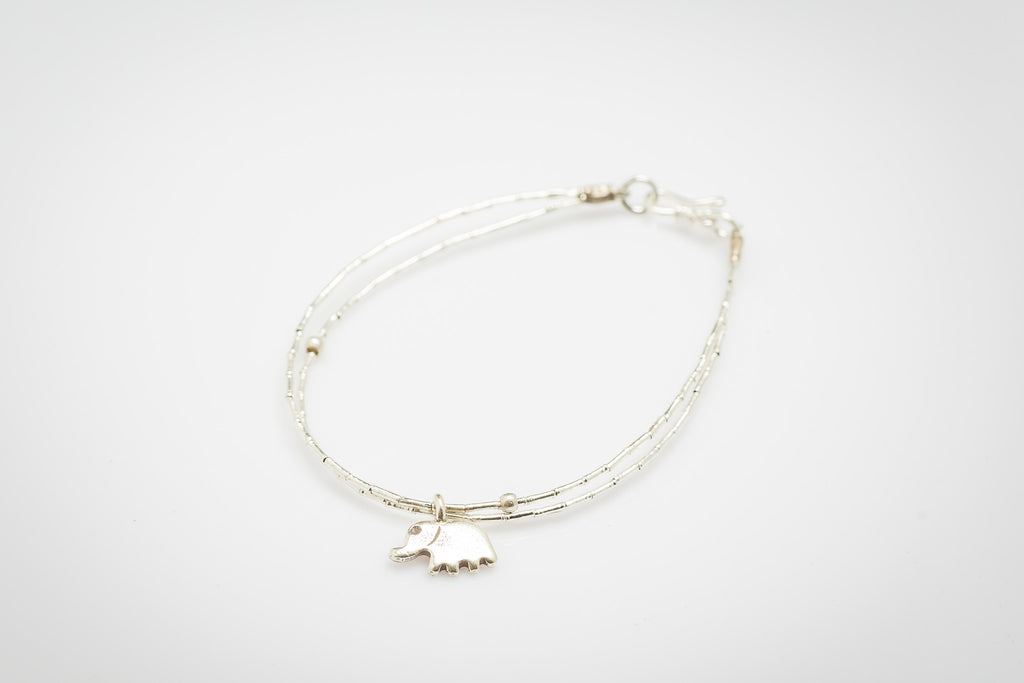 Fair Trade Thai Hill Tribe Silver Bracelet with Elephant Charm
